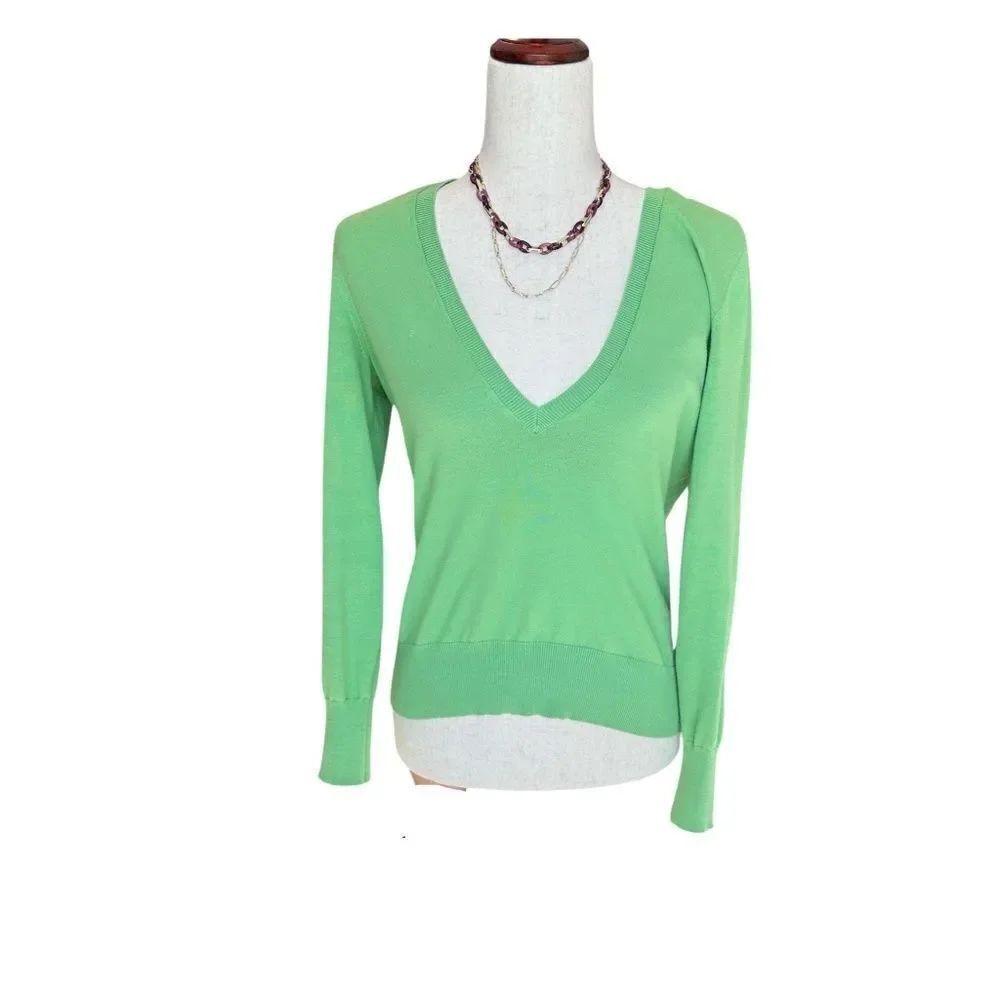 Banana Republic V-Neck Long Sleeve Sweater  Green  Size Small Petite